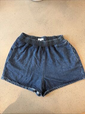 Good American Size 3 Pull-On Denim Shorts Tencel Lyocell Elastic Waist Blue